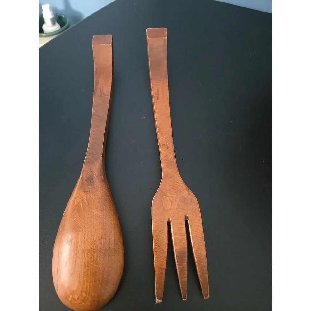 Vintage Goodwood Genuine‎ Teak Wood Salad Bowl  Utensils Set Of  7 Thailand